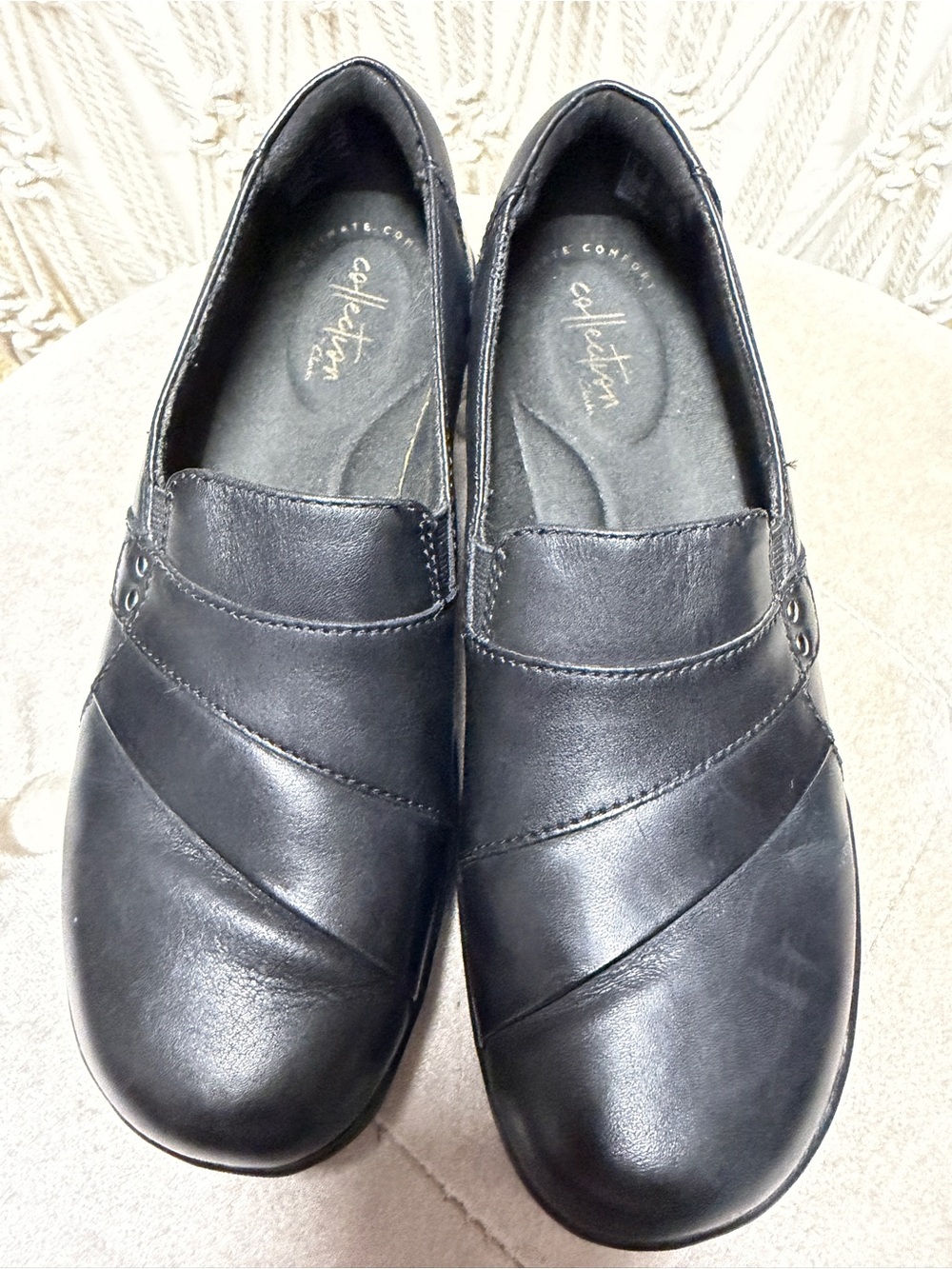 Clarks Black Slip-On Leather Comfort Shoes